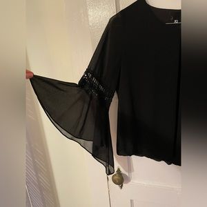 Black Flare Sleeve Top